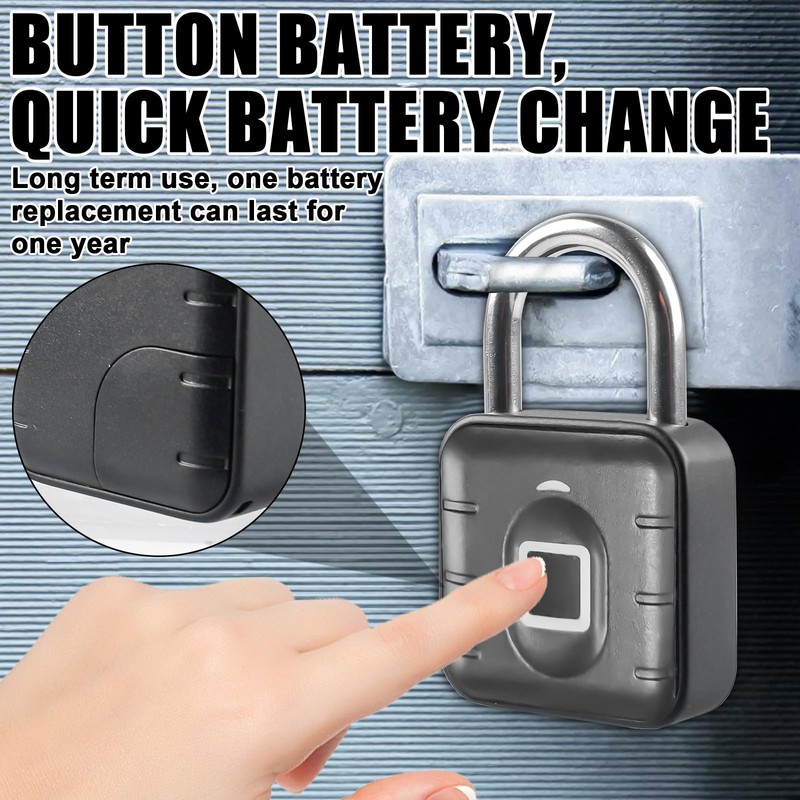 Padlock Fingerprint, USB Charging, Multi-User Keyless Lock, Weatherproof Lock with