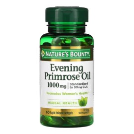 Natures Bounty, Aceite de onagra, 1,000 mg, 60 cpsulas blandas de liberacin rpida, Estandarizado a 90 mg de GLA, Promueve la salud de la mujer, Salud 