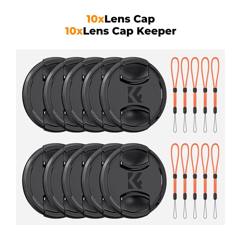 K&F Concept 49mm Lens Cap 10 Pack Snap-on Front Camera