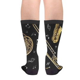 Trumpet Trombone Euphonium French Horn Men Women Funny Crazy Novelty Crew Tube Socks, Casual Athletic Sport Dress Socks