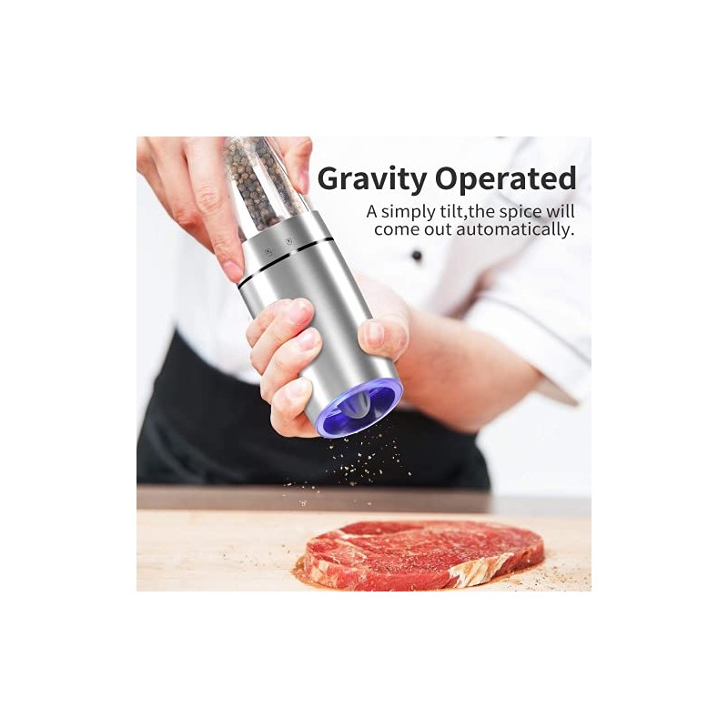 Gravity Electric Pepper and Salt Grinder Set - Adjustable Coarseness