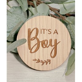 It's a Girl and It's a Boy Set of 2 Wooden Disks for Pregnancy Gender Reveal Baby Annoucement