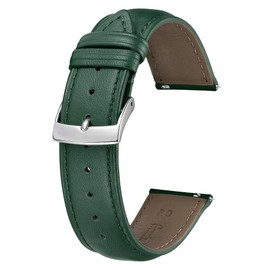 BINLUN Leather Watch Strap, Quick Release, Leather Watch Band, Multiple Colors Watch Band, Stylish Replacement Strap, Soft, Breathable, Unisex, 0.8 inch (21 mm), Green)