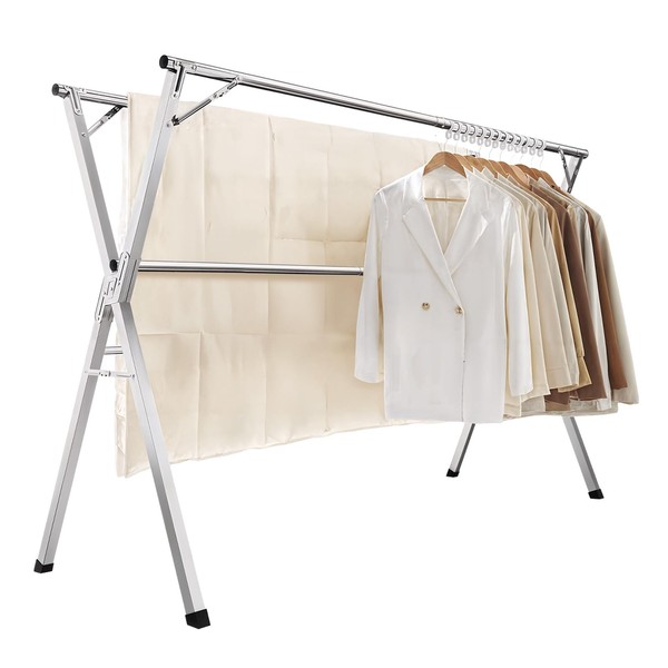 Senmeo Heavy Duty Stainless Steel Triple-Bar Drying Rack - Retractable