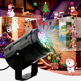 Christmas Projector Lights Outdoor/Indoor, Christmas LED Lights Projector with Christmas Decorative Patterns for Indoor Outdoor Garden Patio Yard House Wall, Holiday Projector for Xmas Party