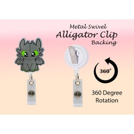 Cute Dragon Nurse Badge Reel, ID Holder Name Tag Work Badge Clip for ICU NICU RN LPN CNA MA ER Night Shift Nurse Nursing Student Pediatric OB/GYN Doctor Teacher, Office Gifts