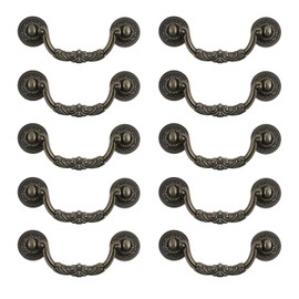 Geesatis 10 Pcs Cabinet Drawer Pull Handles Zinc Alloy Furniture Decorative Knobs Pull Handles, with Mounting Screws, Bronze Tone & Length 5 inch / 125 mm