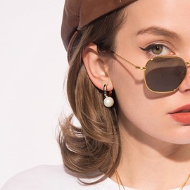 925 Sterling Silver Huggie Hoop with Pearl Earrings Lightweight Dainty Small Pearl Dangle Drop Earrings Minimalist Jewelry for Women (Sliver)