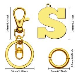 Dabihu Stainless Steel Letter Pendant with Key Ring for Car Key Handbag Backpack Bag Purse Initial Monogram Letter Keyring Alphabet Keychain Initial Letter S