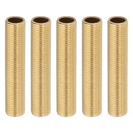 PATIKIL M10 Fine Thread Brass Lamp Pipe Nipple, 5 Pcs 50mm/ 2" Length Hollow Tube Adapter Coupler Connector Pipe Fitting Hardware DIY Repair Part for Lamp Lights