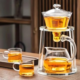 Semi Automatic Tea Set, Lazy Kungfu Tea Set, Lazy Kung Fu Drip Teapot, Magnetic Tea Pot With Magnetic Ball, Heat Resistant Gongfu Glass Teapot Set, Gift For Fathers Day, Thanksgiving Birthdays