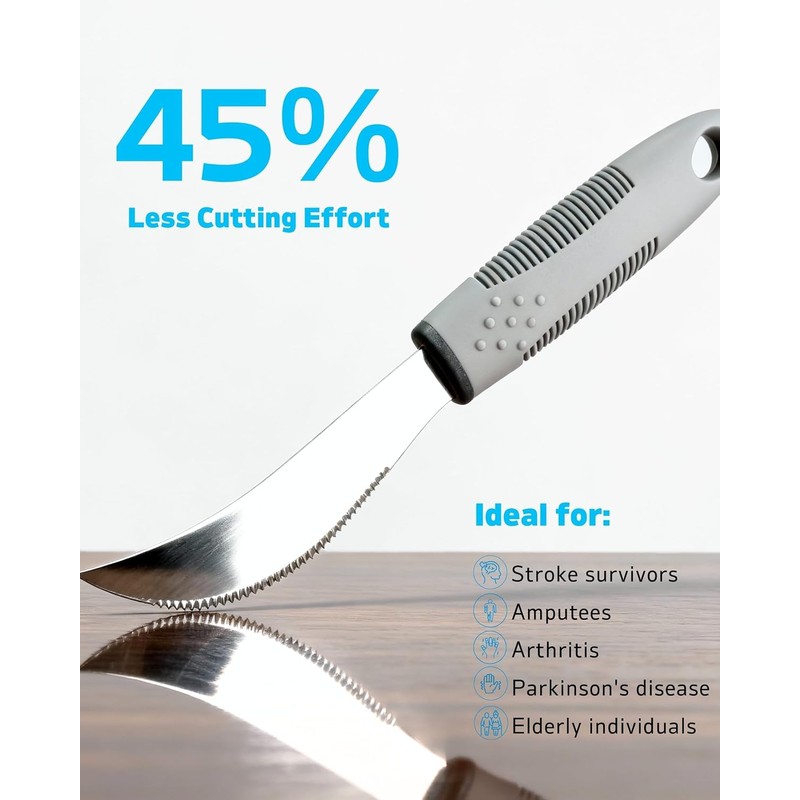 4-Piece Adaptive Utensils Set with Rocker Knife Shovel Spoon -
