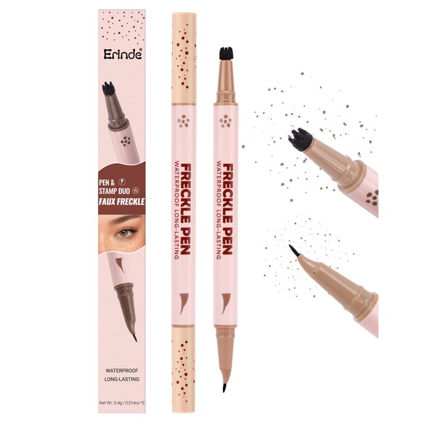 Erinde 2-In-1 Dual-Ended Freckle Pen & Freckle Stamp, Waterproof Freckles