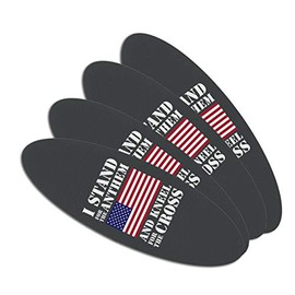 I Stand For The Flag Kneel Cross USA American Flag Patriotic Double-Sided Oval Nail File Emery Board Set 4 Pack