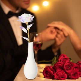 Birthday Gifts for Women,Women Gifts For Christmas,Artificial Flower Rose Gift For Her,Rainbow Rose Flower Present with Vase,Mom Gifts,Valentine,Thanksgiving Day,Anniversary