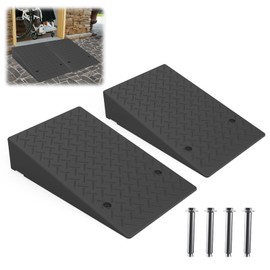 Rubber Threshold Ramp 7.87 Inch Rise, Wheelchair Rubber Door Ramp with Non-Slip Surface, Home Step Ramp with Channel for Wheelchairs/Cars/Scooters (2PCS, 2200LBs Loading)