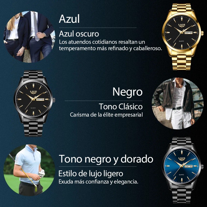 Relojes De Pulsera Hombre Relojes Cuarzo Acero Calendario