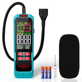 Kiprim Gas Leak Detector with Extended 15.7-Inch/40cm Gooseneck,PPM or%LEL Gas Real-Time Gas Concentration Display Portable Natural Gas Tester with Audible & Visual Alarm for Home and RV GD02