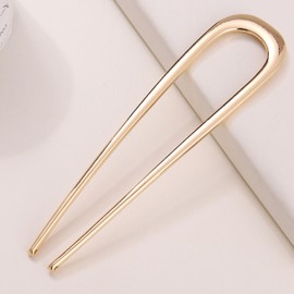 Metal French Hair Pins for Women, Gold French Pins for Thick Hair, U Shaped Hair Pins, Metal Hair Pin for All Hair Types, Hair Sticks for Buns, French Twist Hair Pin, Hair Fork - 1pc Gold