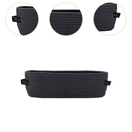 Folpus Cotton Rope Woven Basket, Bathroom Organizer Bin, Sturdy Toilet Storage Basket with Handles for Living Room Nursery, Black