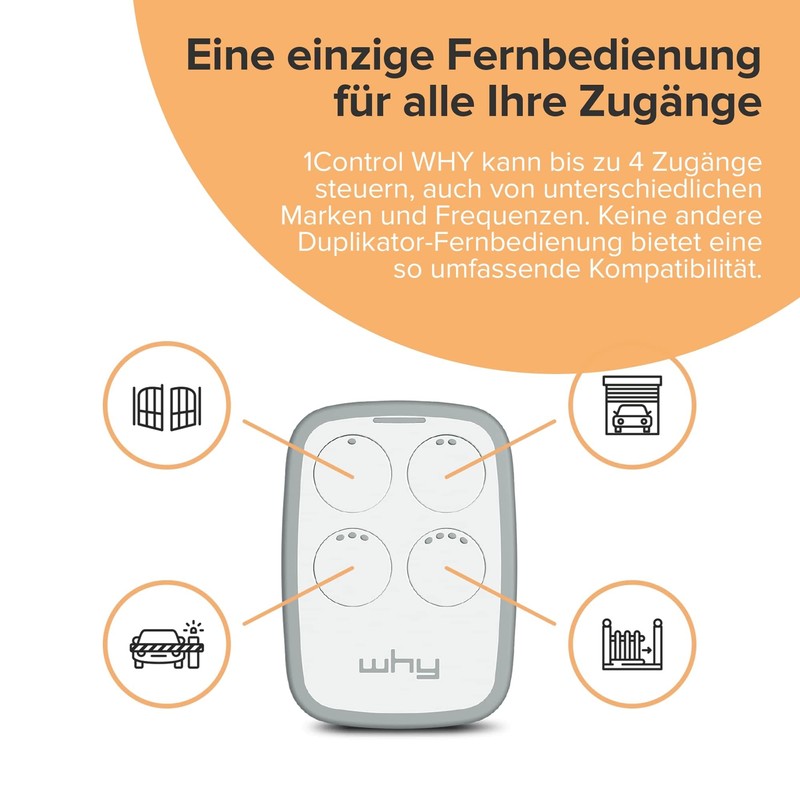 1Control WHY Universal Remote Control 4 Buttons + Clip for