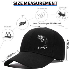 Baseball Hats for Men Baseball Cap Fishing Fish Mens Hat Cotton Snapback Hats for Men Black Fitted Trucker Dad Hat Mens Outdoor Summer Sun Cap Flat Bill Hat Running Golf Caps Accessories Gifts