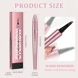 IKOPFLN Rose Gold Eyebrow Pencil, Waterproof, Microblading Eyebrow Pencil, Eye Brow Pencil with 4 Fork Tip Applicator, Eyebrow Pencil Creates Effortless Natural Looking Brows (B)