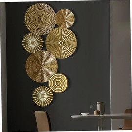 Holibanna 4pcs Metal Wall Art Modern Irregular Disc Decor for Home Office Premium Metal Wall Hanging Ornament for Stylish Living Bedroom and Office Decoration