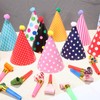 Veemoon Party Hats and Blowers Set, 9 Cone Paper Hat
