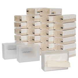 DrDirt Bamboo Facial Tissue Bulk 3 Ply 110 Count Individual Travel Packs Necessities Bulk 27 Packs with 3 Eco Wall Mounted Dispenser Box Cover Holder