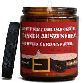 Lustige Weihnachts Duftkerze mit Spruch zu Weihnachten | Handgemacht in Berlin | In Geschenkbox | Originelle & Freche Weihnachts Geschenk Kerze Idee Deko Tischdeko Dekoration |Lebkuchen