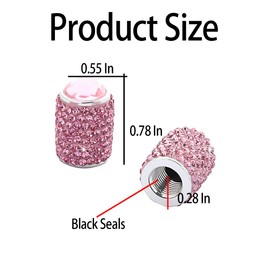 zipelo Bling Valve Stem Caps, 4 Pack Crystal Rhinestone Car Tire Valve Covers, Dustproof Stem Cap for Auto Wheel, Sparkling Tire Air Valves Cover, Universal for Most Vehicles (Pink)