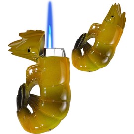 Torch Lighter, Unique Creative Prawns Design Butane Lighter, Windproof Adjustable Flame, Refillable Butane Cool Lighter for Gifts,Men,Lady (Gas Not Included)