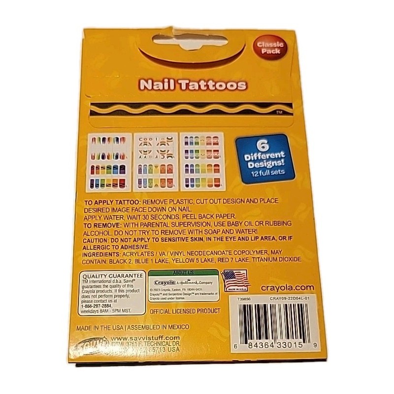 Crayola nail tattoos for kids Classic Pack 120 - 144