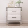 Elegant High Gloss Nightstand with Metal Handle,Mirrored Bedside Table with