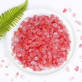 YATOJUZI Cherry Quartz 1LB Aquarium Gravel Rocks Bulk Wholesale Tumbled Crystals Stones Chips Crushed Reiki Energy Balancing Gemstones for Planters Vase Filler Fountain Fish Tank Potted Decor