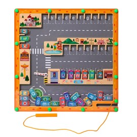 Magnetic Alphabet Maze Letter Puzzle,Wooden Puzzle Activity Board, Learning Letter Educational Matching Toys Gifts for Preschool Sensory Activities for Toddlers