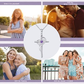 KOOLFIN 925 Sterling Silver Cross Necklace for Women Mom Necklace Birthstone Necklaces for Mom
