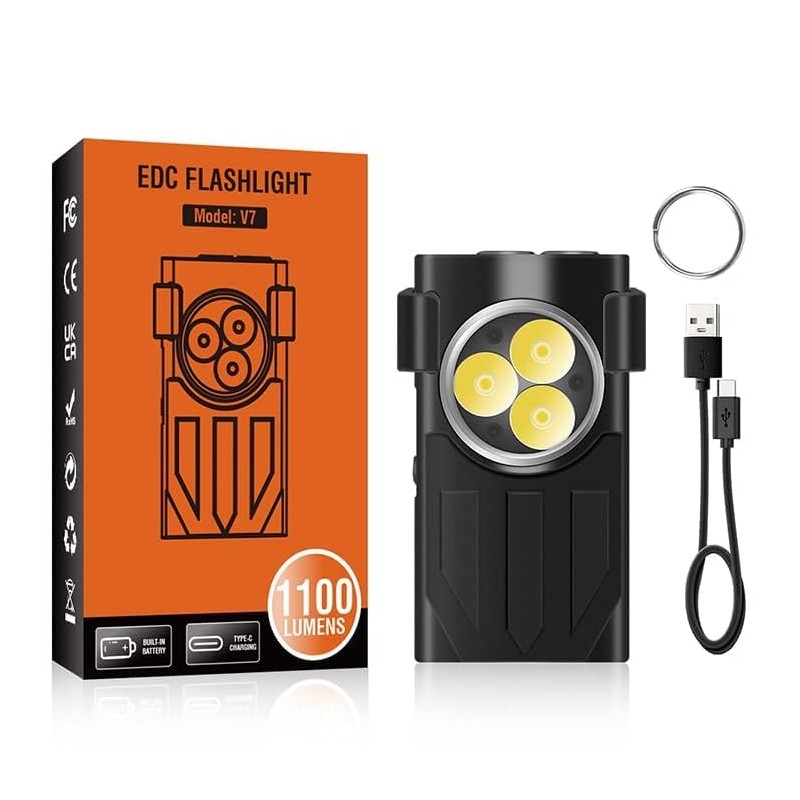 Vortex V7-Black 1100 Lumens Right Angle Magnetic Keychain EDC (Everyday