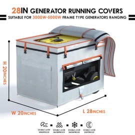 Generator Covers While Running,Generator Covers,28X20X20Inches,,Top Can be Refuel, for 10000W+ Frame Generator,600D+210D Double-Layer Fabric,With Tool Bag and Operable Window Beige