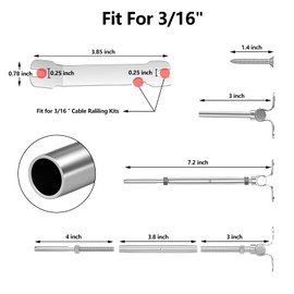 CKE 20 Pairs Cable Railing Kit - 3/16" Swage Toggle Turnbuckle Hardware Kit - T316 Stainless Steel for Wood Post Cable Railing System - Angle 180° Adjustable Angle Stairs Deck