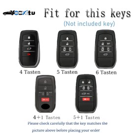 Ysbxitu Remote Control Cover for Remote Key Fits Toyota Yaris 2020-2024 Cross Hybrid Corolla RAV4 Fortuner Prius Camry Auris Highlander Dustproof Key Box Keyless Go Protection 2/3/4/5/6 Buttons, 2