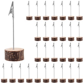 KEILEOHO Pack of 30 Wooden Photo Holders with Clips, Memo Clip Holder Stand, Postcard Holder, Card Stand, Photo Stand with Clip for Postcard, Card, Photo, Wedding, Festival, Party