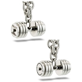 Men's Stainless Steel Stack Plate Dumbbell on Linked Chain Necklace-Phil 4:13