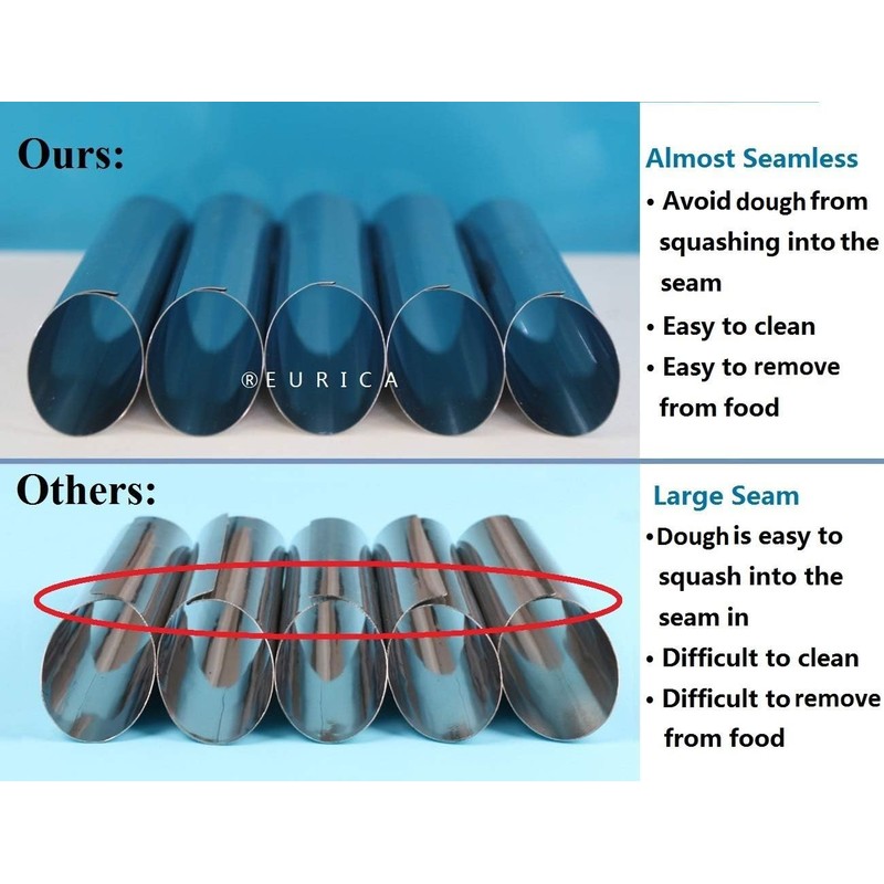 EUICAE Cannoli Tubes, 5 inch Large Stainless Steel Cannoli Forms