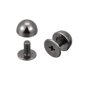 sourcing map Screw Back Rivets, 8 Sets 8x5mm Round Studs Rivet Leather Studs Spike for Purse Handbag Leather Craft, Gun-Black