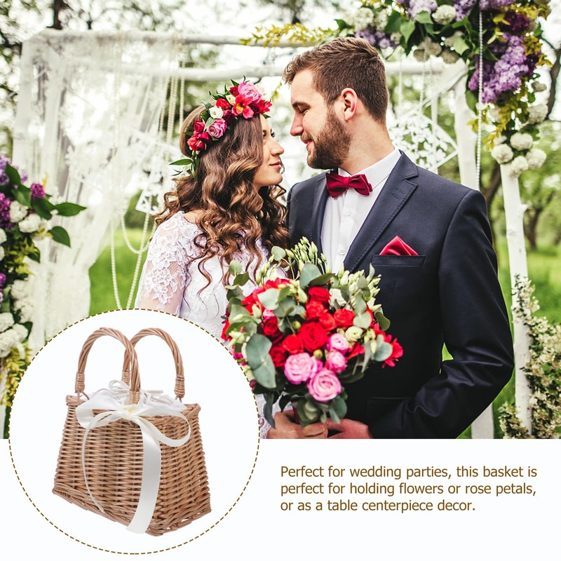 TOVINANNA Wicker Picnic Baskets with Handle, Rattan Wicker Storage Basket