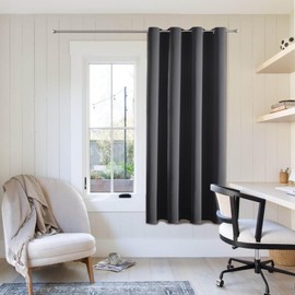 ChrisDowa - Cortinas opacas con ojales para recámara, aislamiento térmico para oscurecer la habitación para sala de estar (juego de 1 panel, gris oscuro, 52 de ancho x 45 de largo)