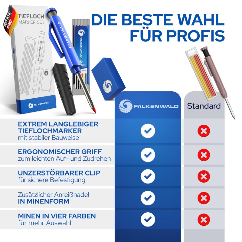 FALKENWALD Deep Hole Marker Set of 6 Refills, Scriber Refill,