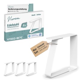 virea 4 x Tablecloth Clips 7 cm White – Stainless Steel Tablecloth Clips for Indoor and Outdoor Use – Easy Wipe Clean Tablecloth Clips – Rounded Edges – Clips for Many Table Types